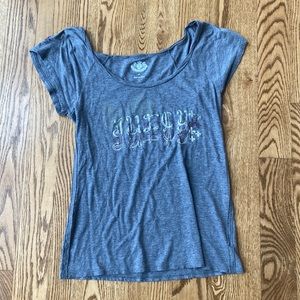 Juicy womens graphic T-shirt short sleeve gray burnout lightweight pima cotton